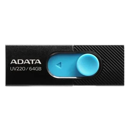 USB флеш накопичувач ADATA 64GB UV220 Black/Blue USB 2.0 (AUV220-64G-RBKBL)
