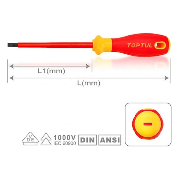 Викрутка Toptul діелектрична пряма шліцева 4x100мм (1000V) VDE Pro-Plus Series (FAEF0410V4) — фото 2