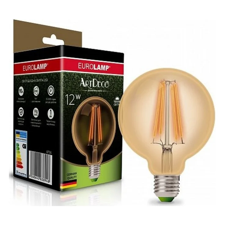 Лампочка Eurolamp G95 12W E27 2700K (LED-G95-12273(Amber))
