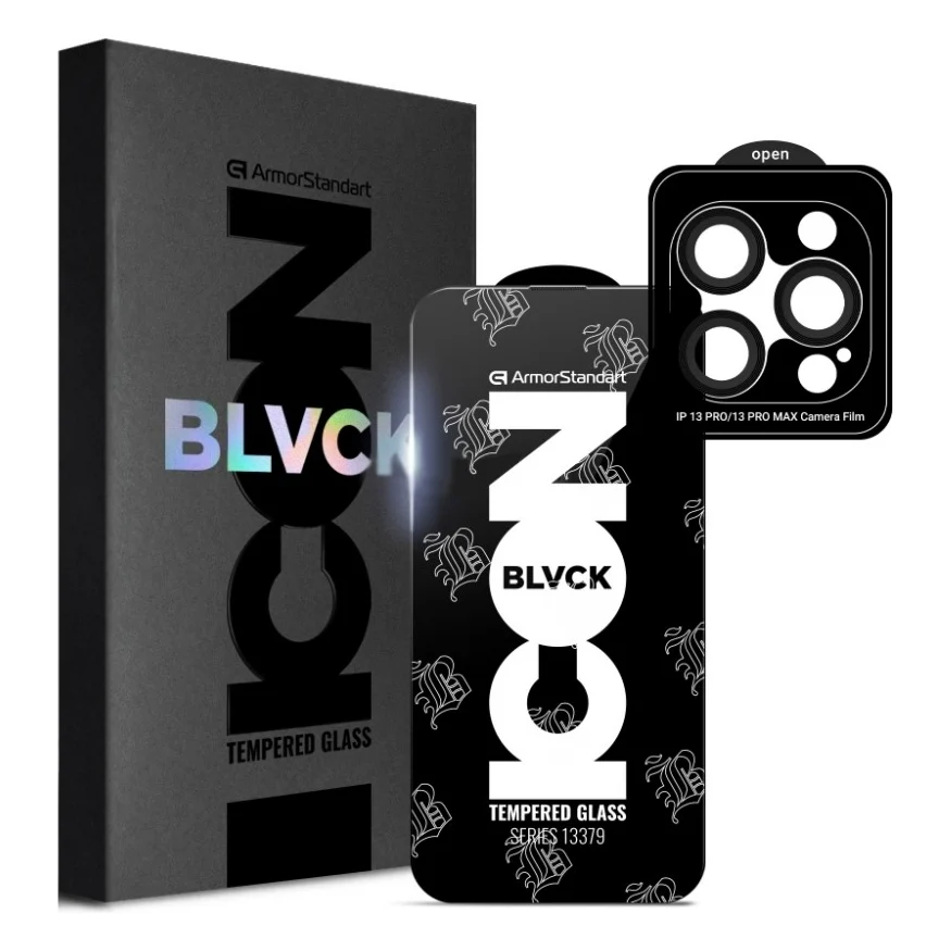 Скло захисне Armorstandart Supreme Plus Black Icon Apple iPhone 13 Pro (ARM68072)