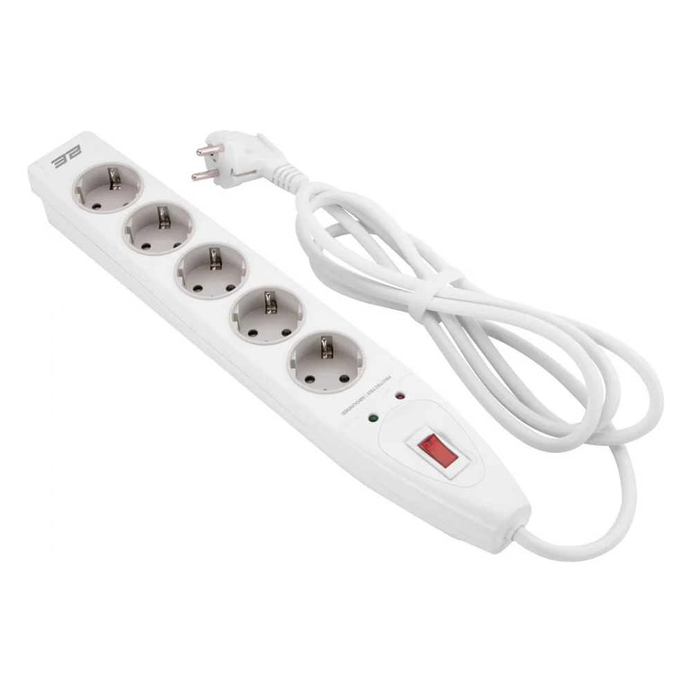 Мережевий фільтр живлення 2E 5XSchuko, 3*1.5мм, 2м, white (2E-SP515M2WH)