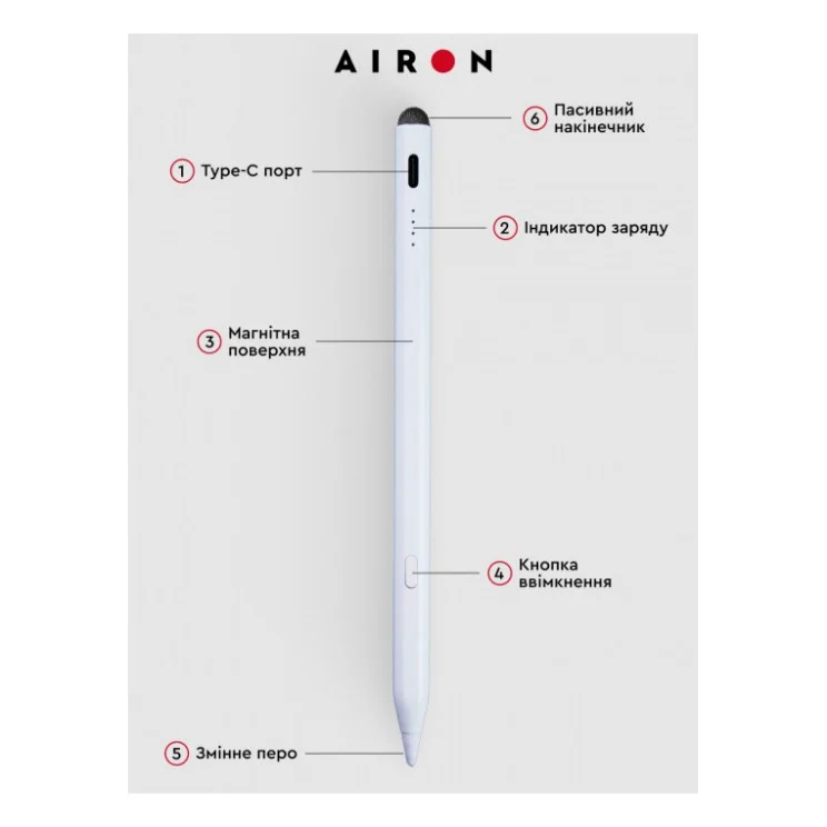 Стилус AirOn AirPen 2 для ємнісного дисплею (6126755803226) — фото 4