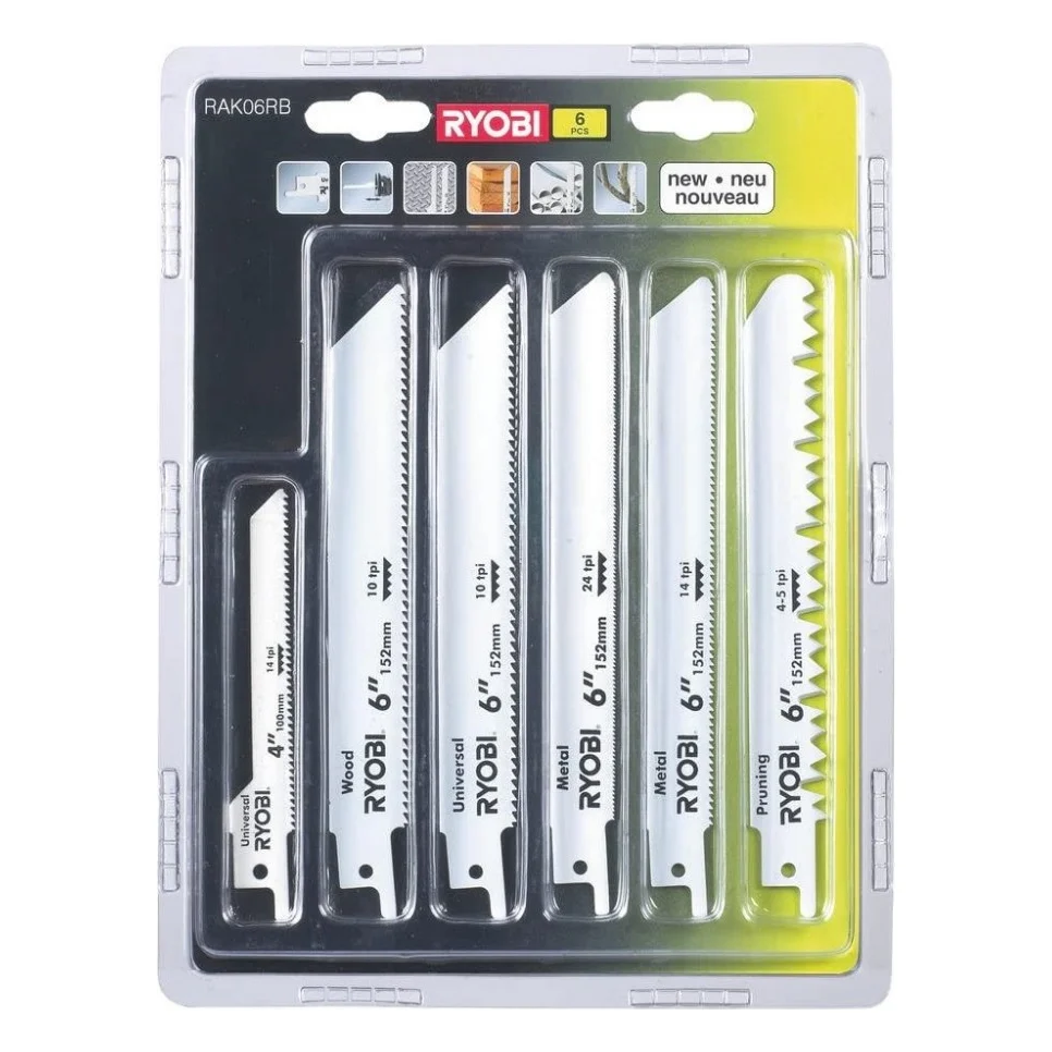 Полотно Ryobi для шабельної пили RAK06RB, набір 6шт, для дерева та металу (5132002547)