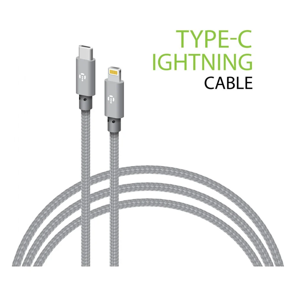 Кабель USB-C to Lightning 1.0m CBGNYTL1 30W Grey Intaleo (1283126559587)
