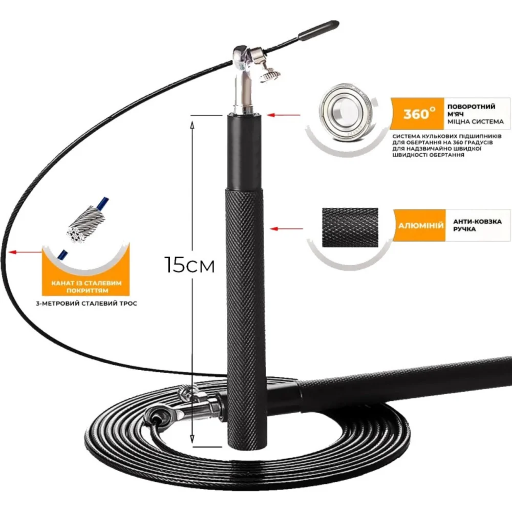 Скакалка 4yourhealth Jump Rope Premium 0200 швидкісна 3м Блакитна (4YH_0200_Blue) — фото 10