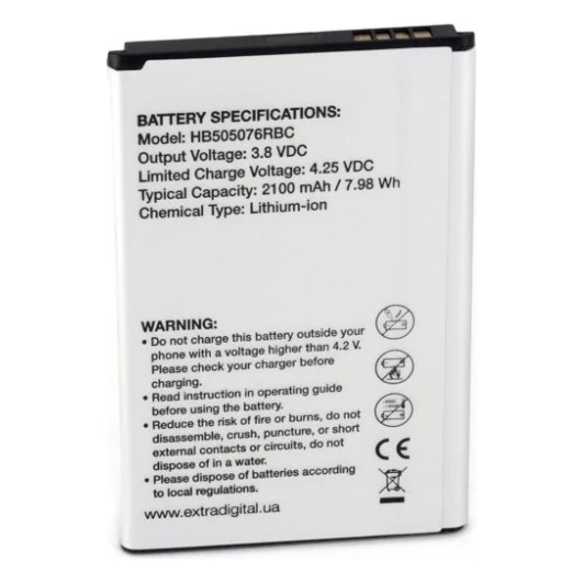 Акумуляторна батарея для телефону Extradigital Huawei HB505076RBC 2100 mAh (BMH6435) — фото 2