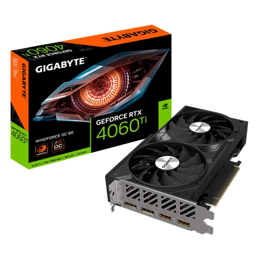 Відеокарта GIGABYTE GeForce RTX 4060 Ti 8192Mb WINDFORCE OC (GV-N406TWF2OC-8GD)