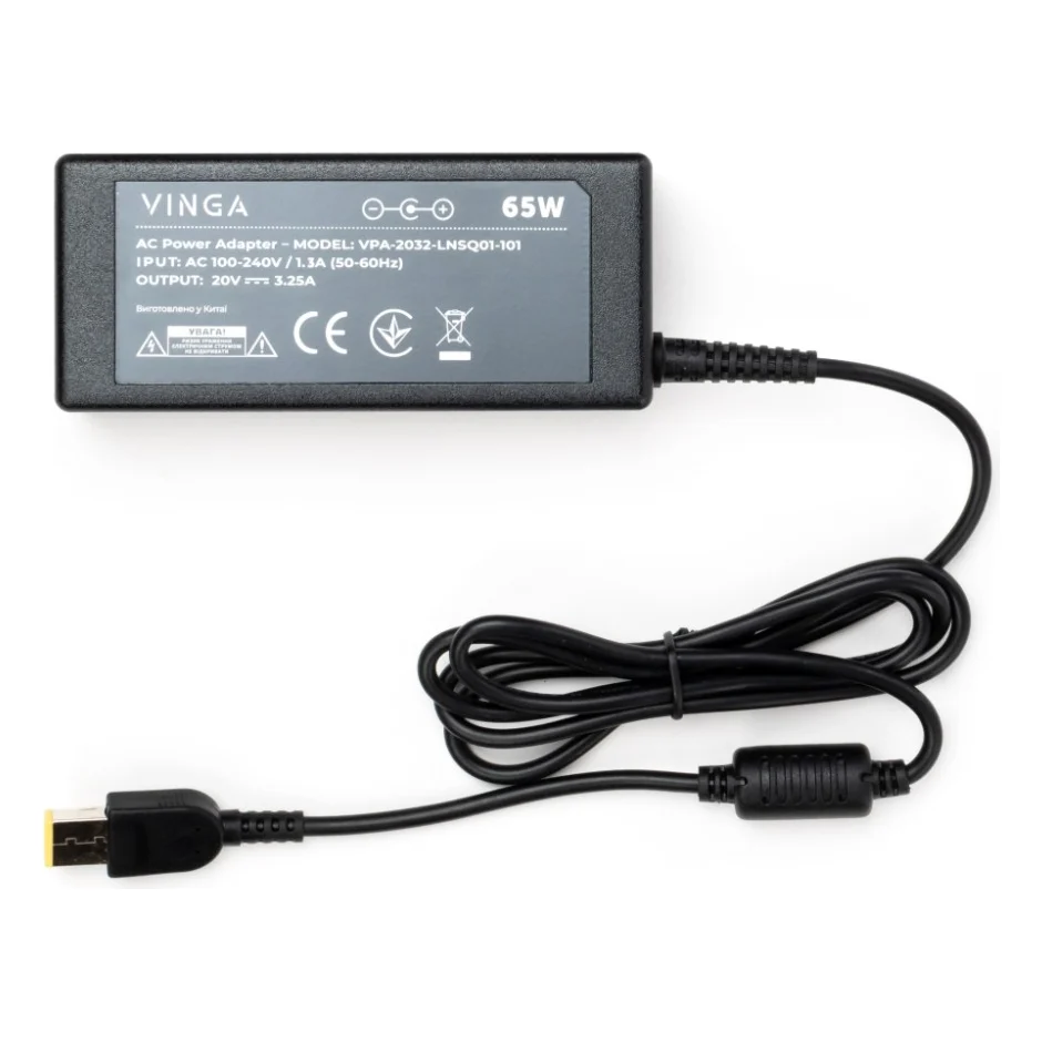 Блок живлення до ноутбуку Vinga Lenovo 65W 20V 3.25А square with pin (VPA-2032-LNSQ01-101) — фото 3