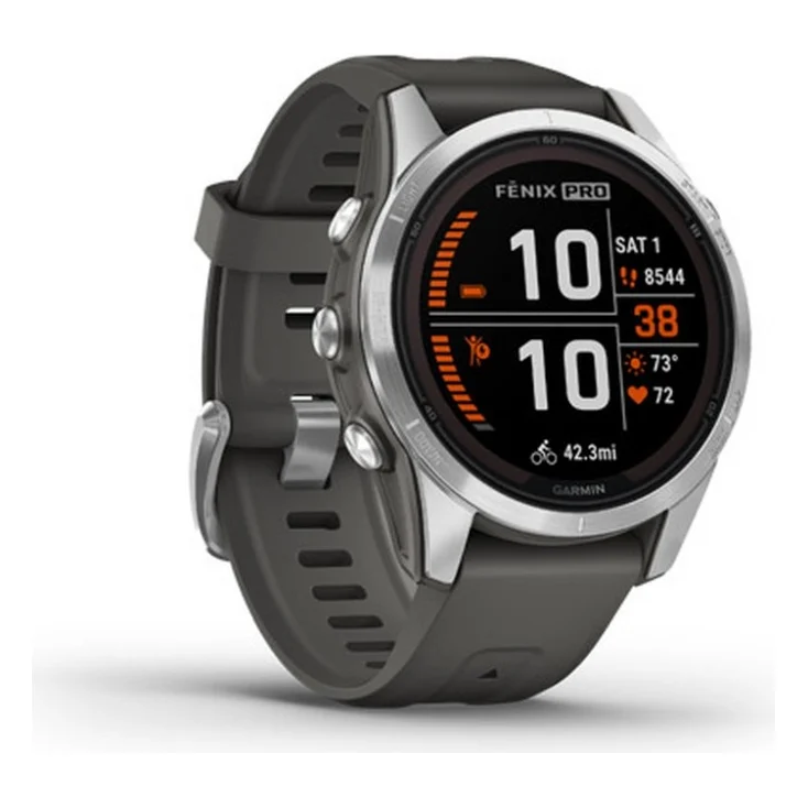 Смарт-годинник Garmin fenix 7S Pro Solar, Glass, SS w/Graphite band, GPS (010-02776-01)