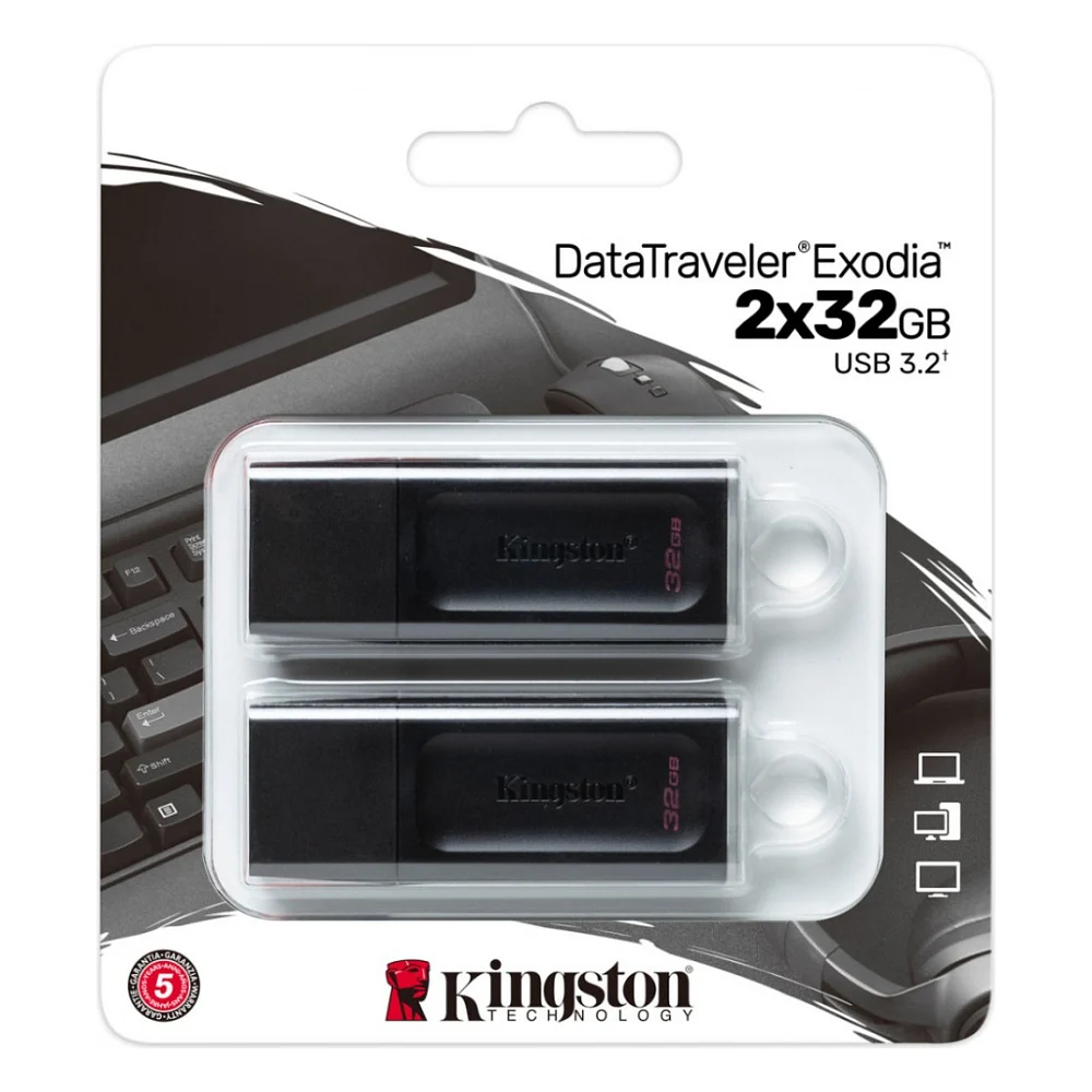 USB флеш накопичувач Kingston 2x32GB DataTraveler Exodia Black/White 2 Pieces USB 3.2 (DTX/32GB-2P)
