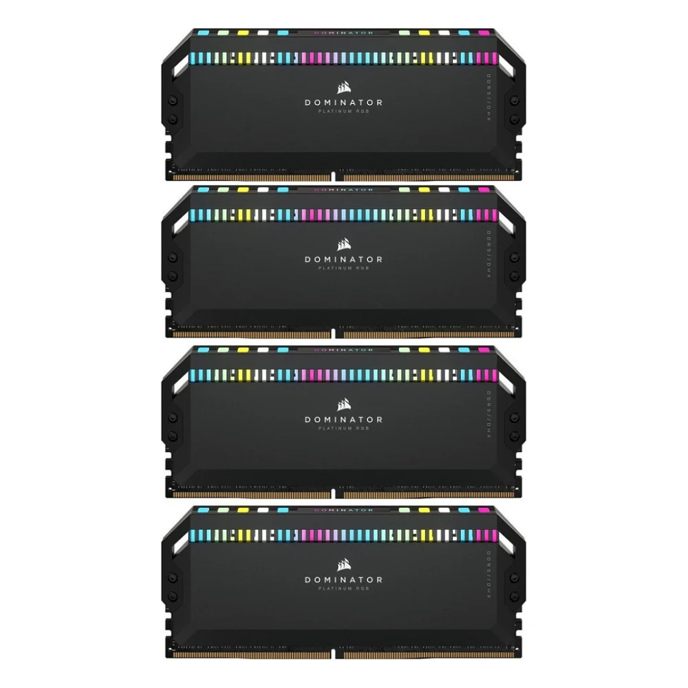 Модуль пам'яті для комп'ютера DDR5 64GB (4x16GB) 6200 MHz Dominator Platinum RGB Black Corsair (CMT64GX5M4B6200C32)