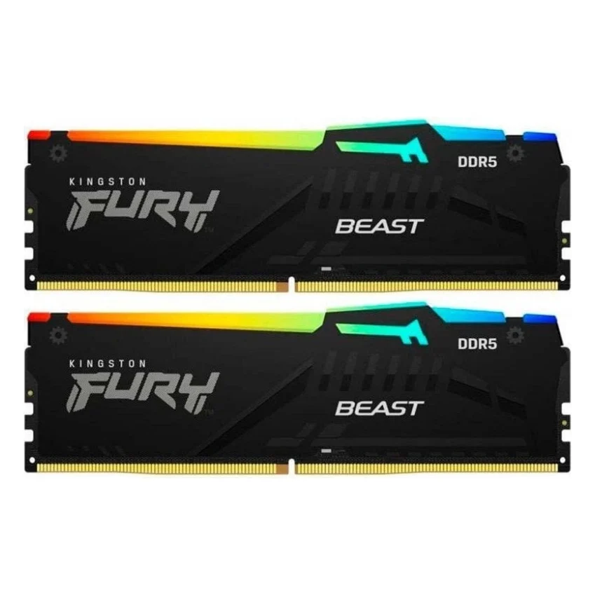 Модуль пам'яті для комп'ютера DDR5 64GB (2x32GB) 6000 MHz Beast RGB Kingston Fury (ex.HyperX) (KF560C36BBEAK2-64)
