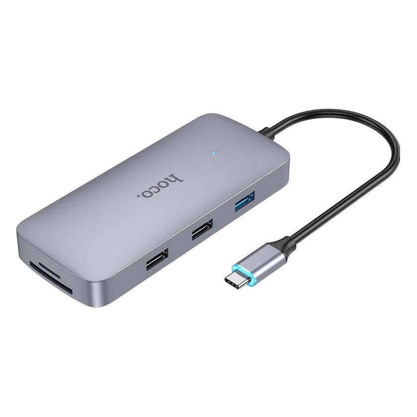 Концентратор USB-C Hoco HB32 Season Type-C 8-in-1 Multi-function Converter Grey