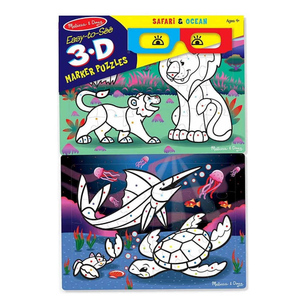 Набір для творчості Melissa&Doug 3D пазли-розмальовки Сафарі / Океан (MD8823)