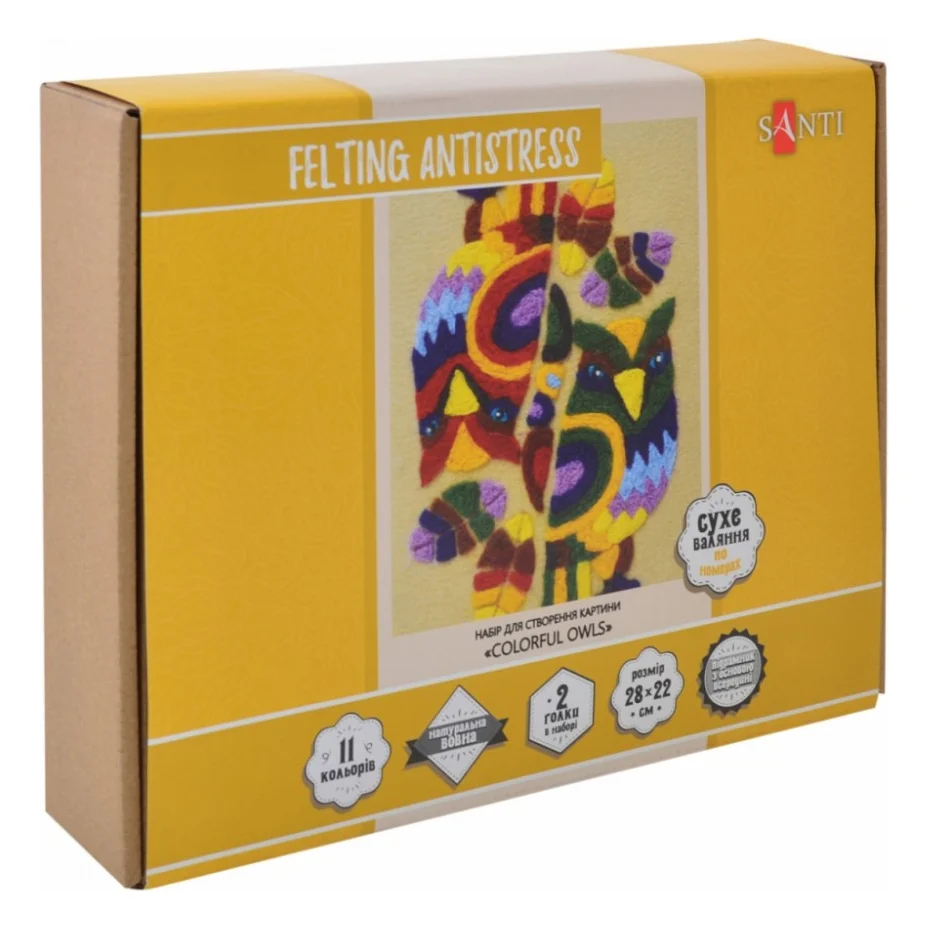 Набір для творчості Santi Colorful Owl техніка валяння 28*22 см (742424)