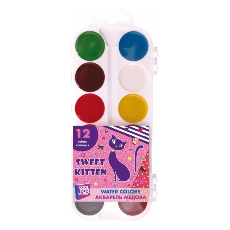 Акварельні фарби Cool For School медова Sweet Kitten, 12 кольорів (CF60139)