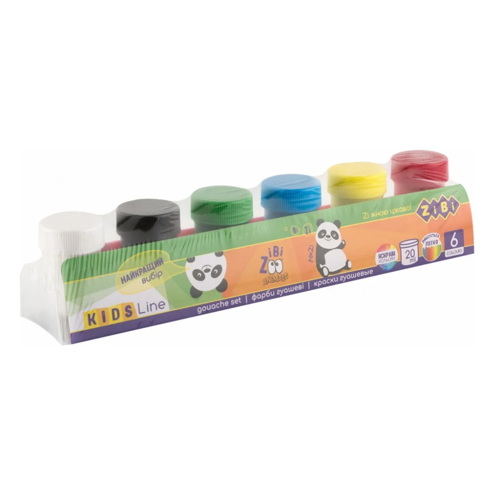 Гуашеві фарби ZiBi KIDS Line 6 кольорів по 20 мл (ZB.6657)
