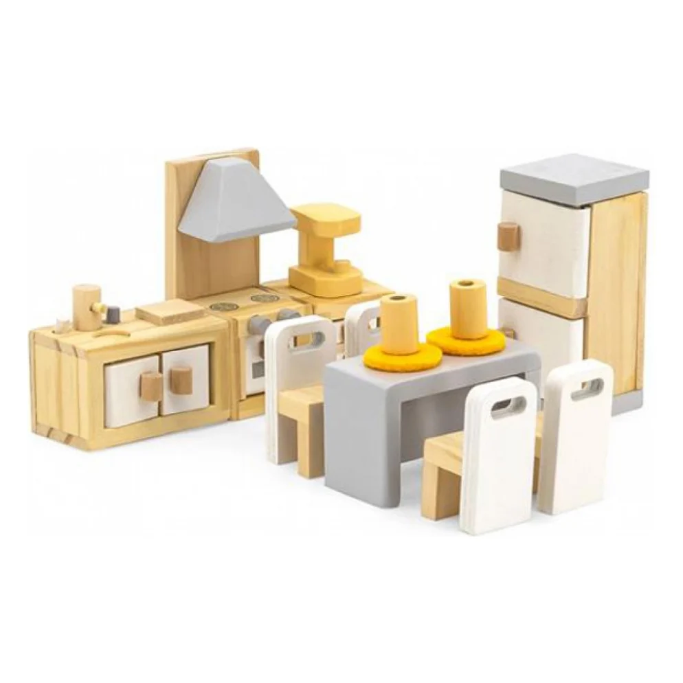 Ігровий набір Viga Toys Дерев'яні меблі для ляльок PolarB Кухня і їдальня (44038)