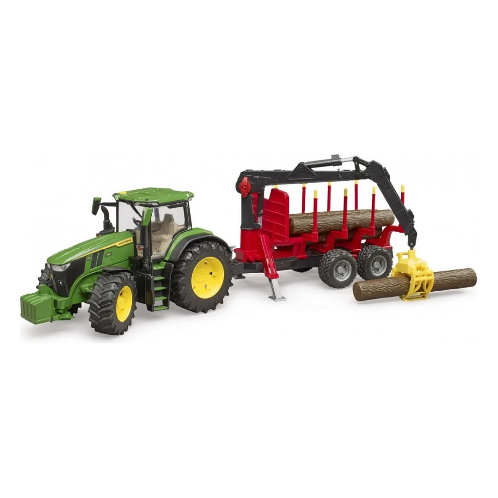 Спецтехніка Bruder трактор John Deere 7R 350 з причепом, краном та колодами (03154)