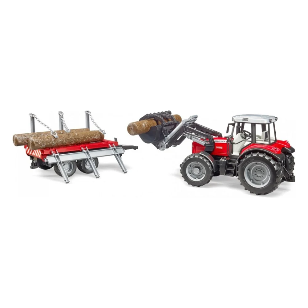 Спецтехніка Bruder трактор Massey Ferguson 7480 з навантажувачем і лісовим причепом 1:16 (02046) — фото 4