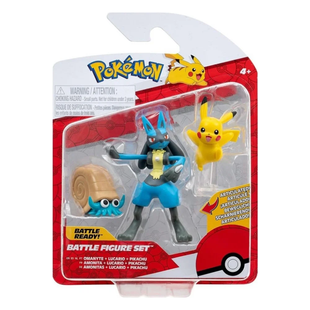Фігурка Pokemon набір W17 - Оманайт, Пікачу, Лукаріо (PKW3054)