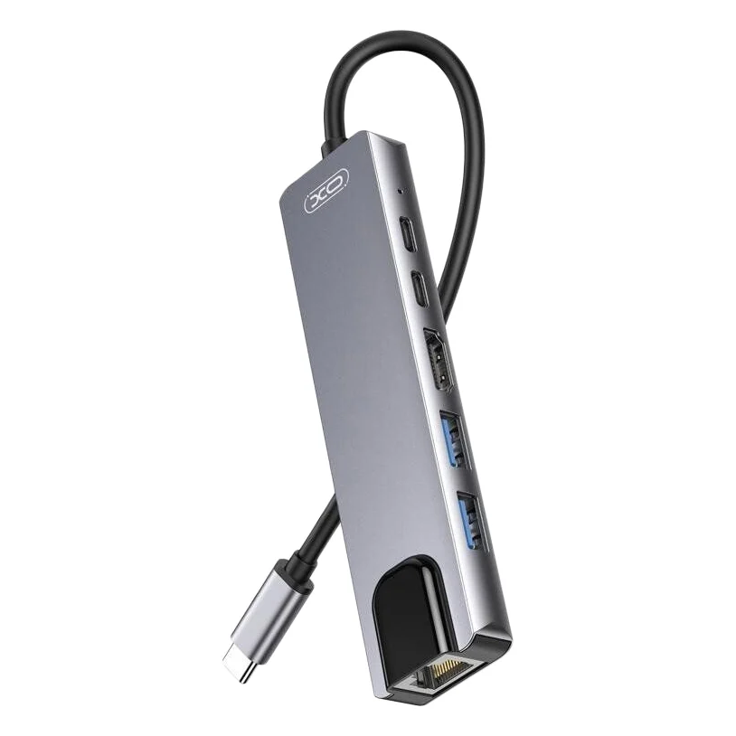 Концентратор XO Type-C to HDMI/2xType-C/2xUSB3.0/LAN (HUB013)