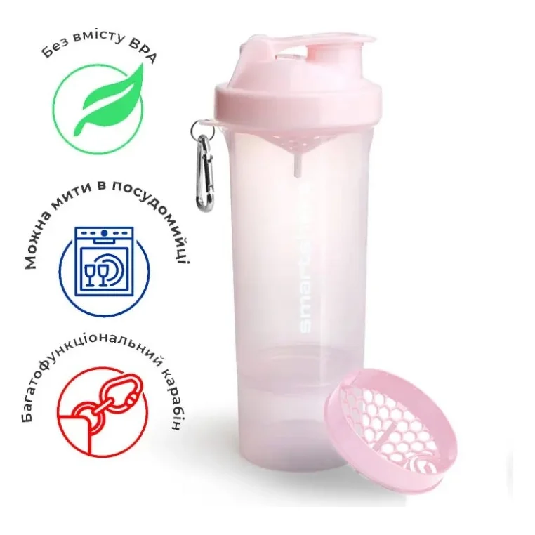 Шейкер спортивний SmartShake Slim 500ml Cotton Pink (10252501) — фото 11
