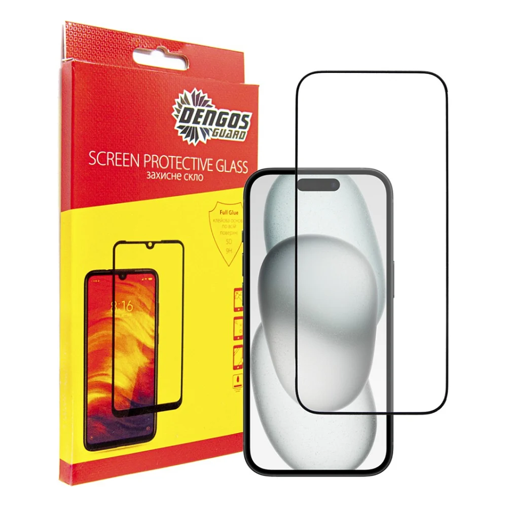 Скло захисне Dengos Full Glue iPhone 15 Plus (black) (TGFG-319)