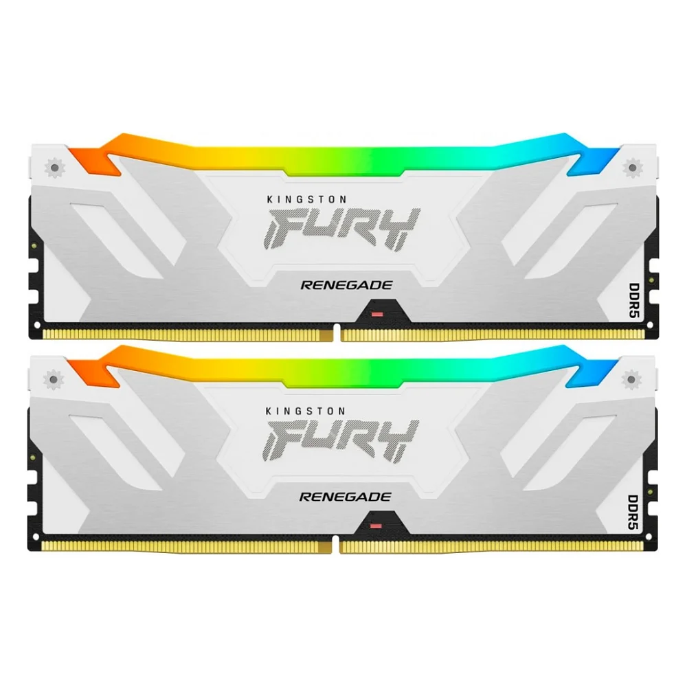 Модуль пам'яті для комп'ютера DDR5 32GB (2x16GB) 7600 MHz Renegade RGB White XMP Kingston Fury (ex.HyperX) (KF576C38RWAK2-32)
