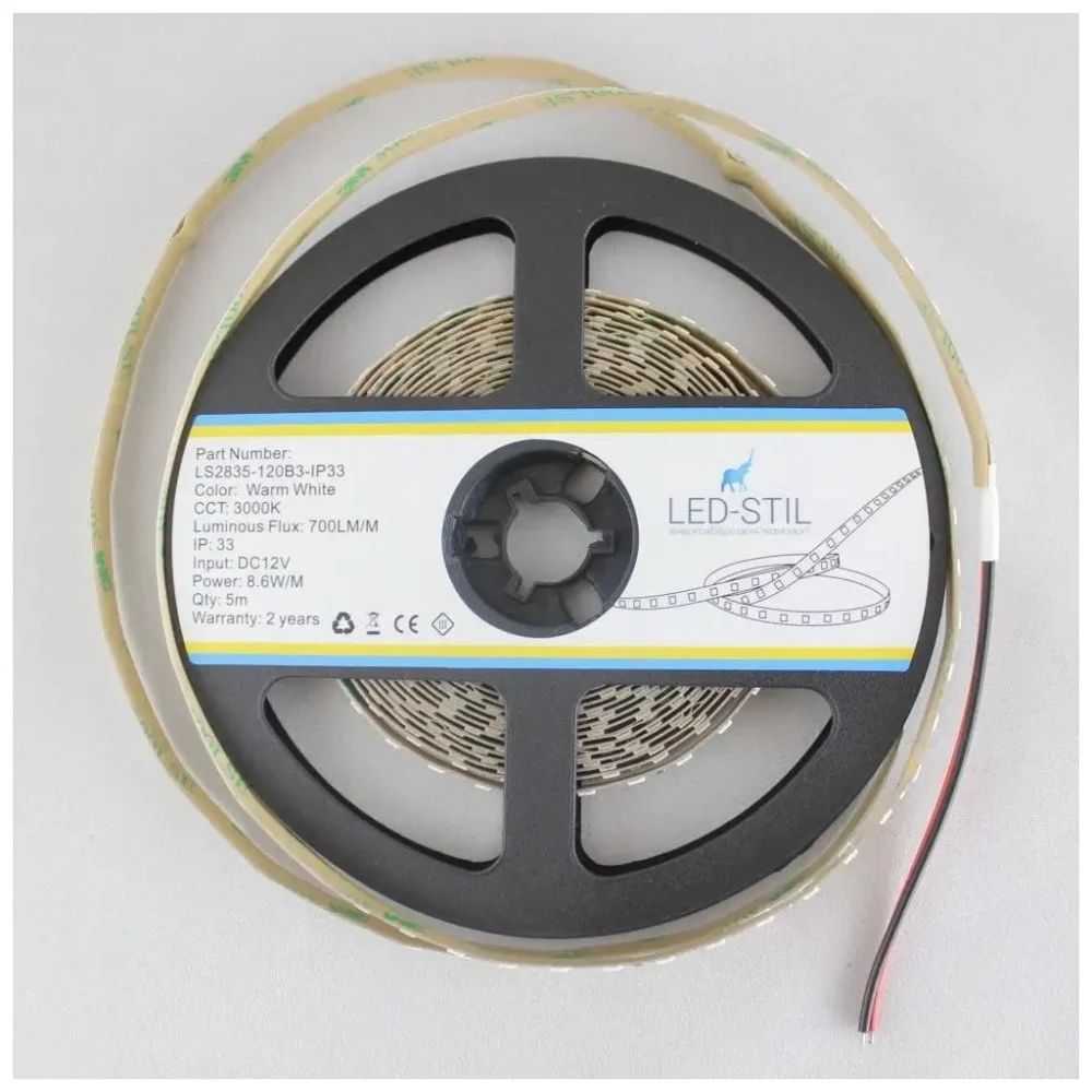 Світлодіодна стрічка LED-STIL 3000K 8,6 Вт/м 2835 120 діодів IP33 12 Вольт 700 lm (LS2835-120B3-IP33) — фото 4