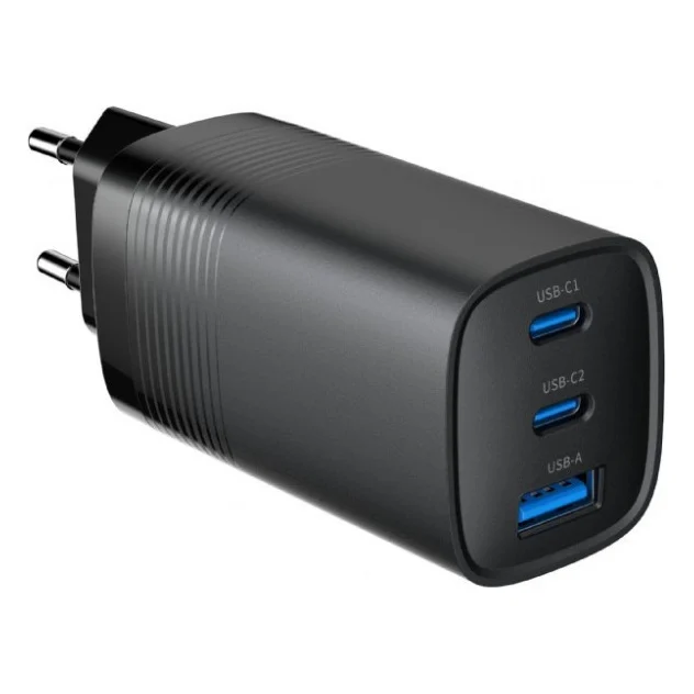 Зарядний пристрій Gembird USB-A + 2xType-C (PD18W + QC3.0 27W) black (TA-UC-PDQC65-01-BK) — фото 3