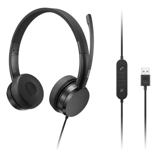 Навушники Lenovo USB-A Wired Stereo On-Ear Black (4XD1K18260)