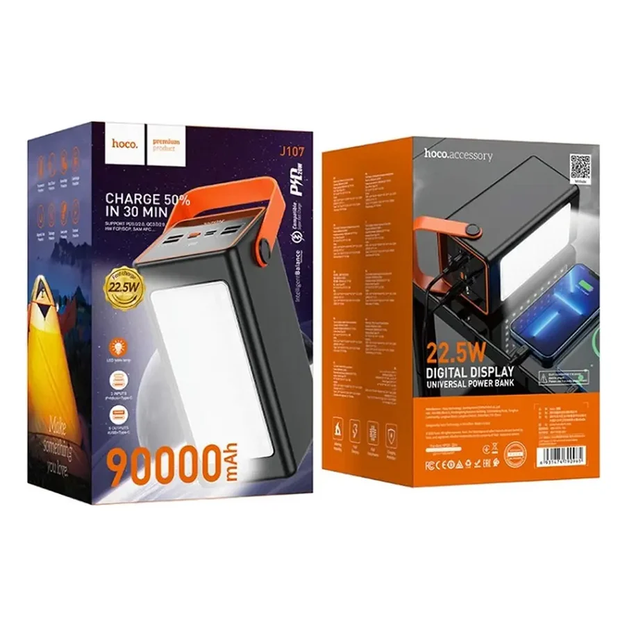 Батарея універсальна Hoco J107 Super 90000mAh 22.5W Black — фото 5