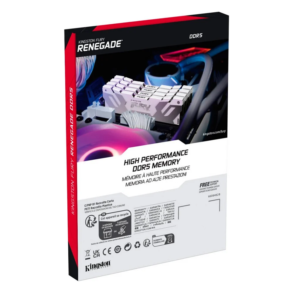 Модуль пам'яті для комп'ютера DDR5 32GB (2x16GB) 6800 MHz Renegade White/Silver Kingston Fury (ex.HyperX) (KF568C36RWK2-32) — фото 5