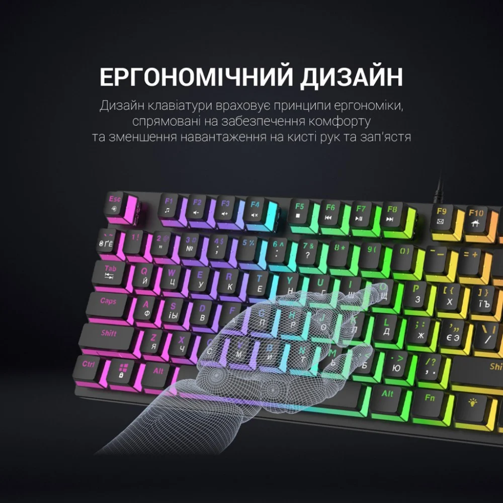 Клавіатура GamePro MK80R Red Switch RGB USB Black (MK80R) — фото 5