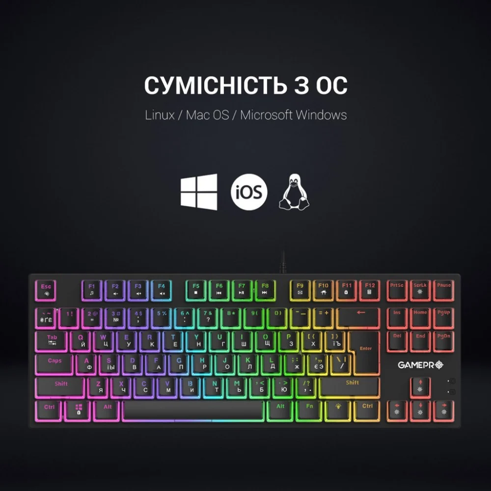 Клавіатура GamePro MK80R Red Switch RGB USB Black (MK80R) — фото 7