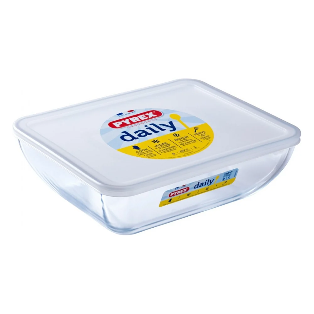 Форма для випікання Pyrex Daily з кришкою прямокутна 22 х 17 см 1.3 л (342P000/3046)