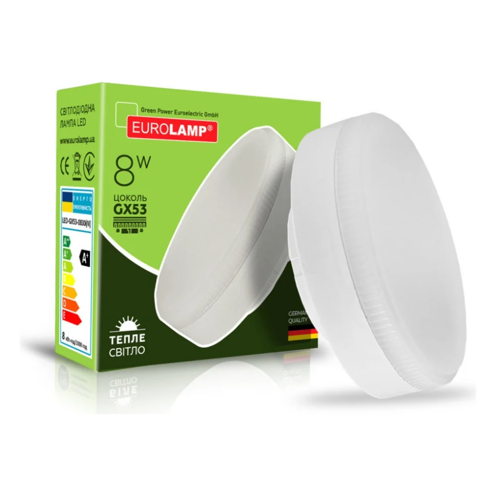 Лампочка Eurolamp LED GX53 8W 3000K (LED-GX53-0830(N))