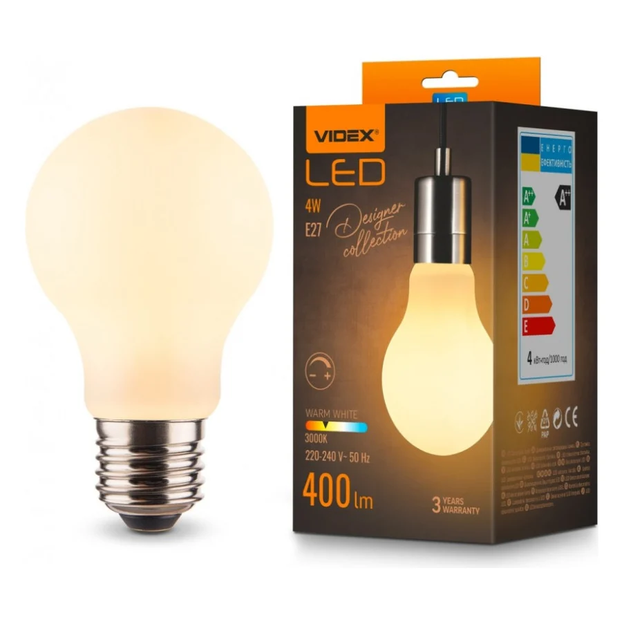 Лампочка Videx Filament 4W E27 3000K Porcelain dimmable (VL-DA60MO)