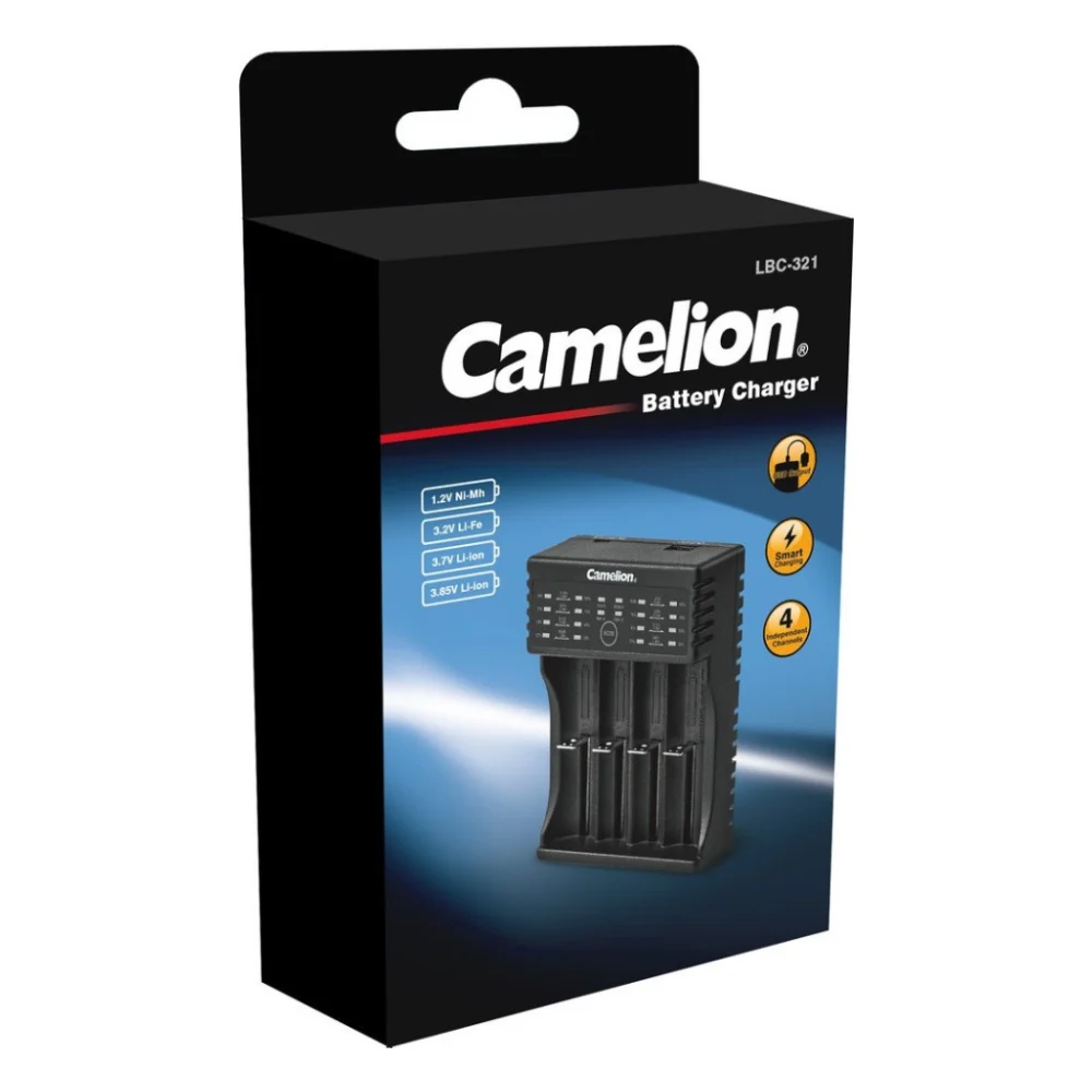 Зарядний пристрій для акумуляторів Camelion Univercal charger for Ni-MH 1.2V, Li-Fe 3.2V, Li-Ion 3.7 to 3.85V, Input DC 5V-2A (LBC-321)