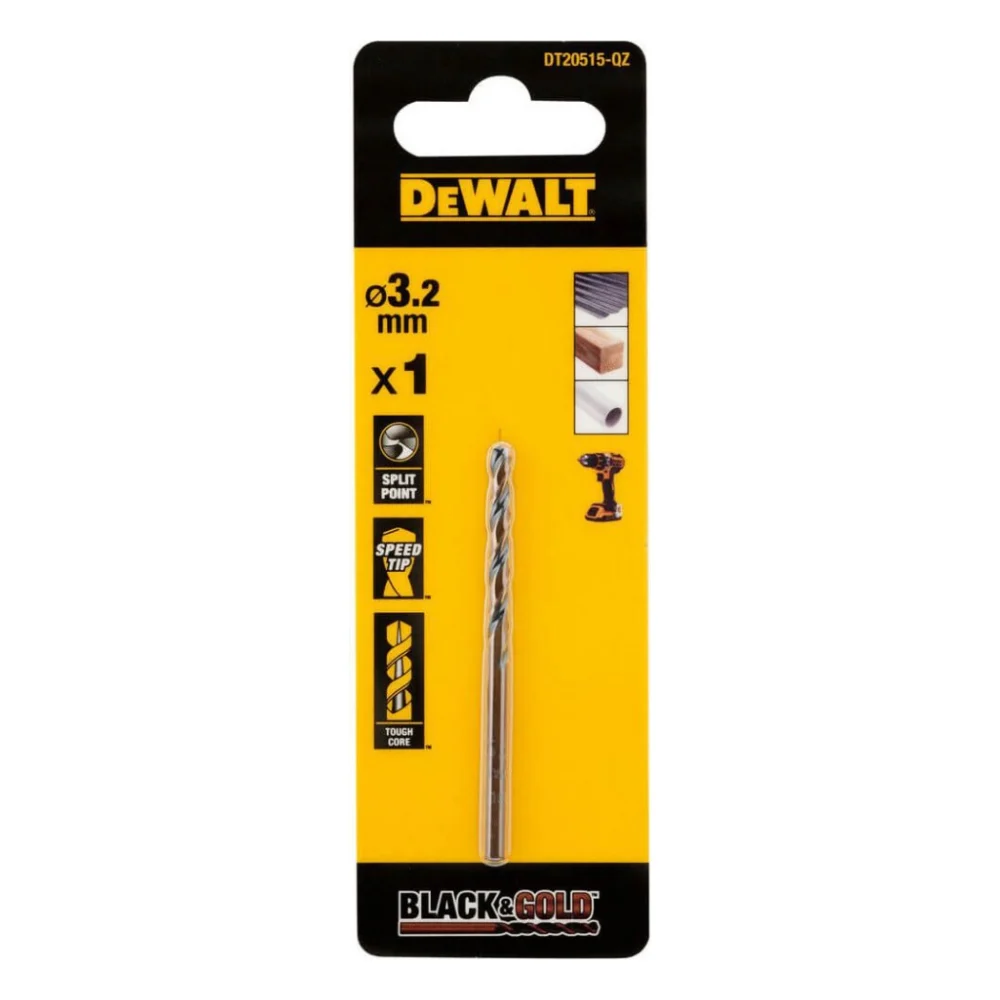 Свердло DeWALT по металу Black & Gold, HSS-G, 3.2 х 65 х 36 мм (DT20515)