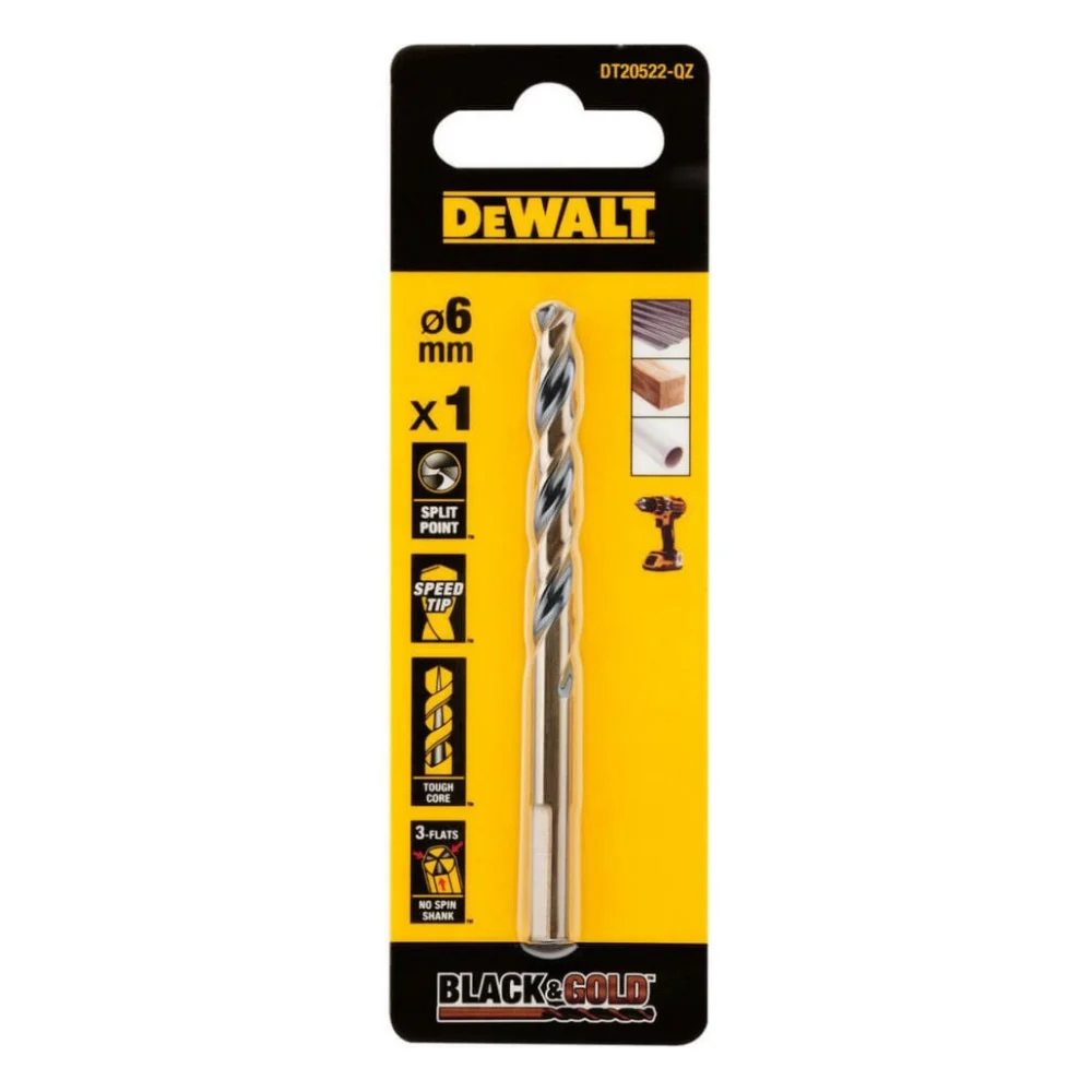 Свердло DeWALT по металу Black & Gold, HSS-G, 6.5 х 101 х 63 мм (DT20523)