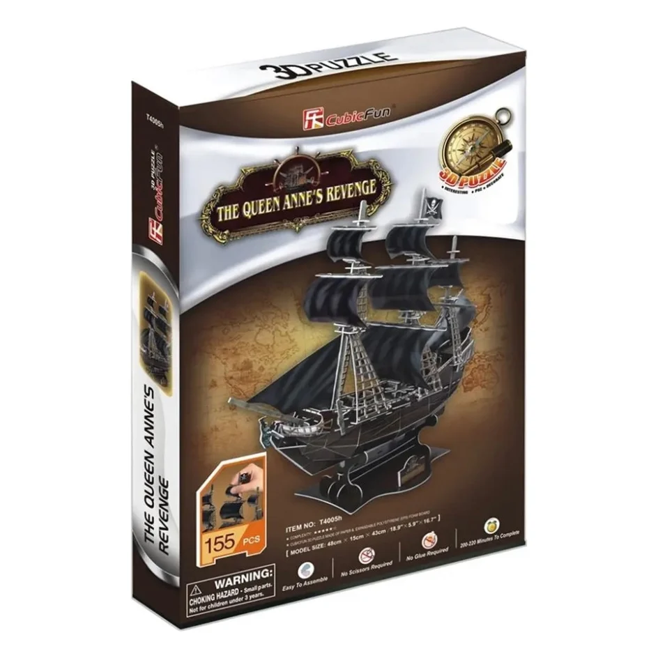 Пазл Cubic Fun 3D Корабель Чорної Бороди Помста Королеви Анн (T4005h)