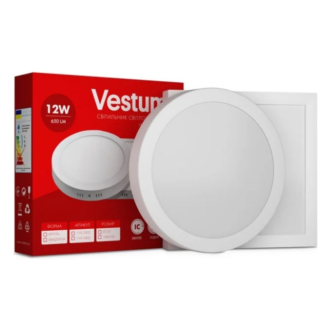 Світильник Vestum LED 12W 6000K 220V (1-VS-5406)