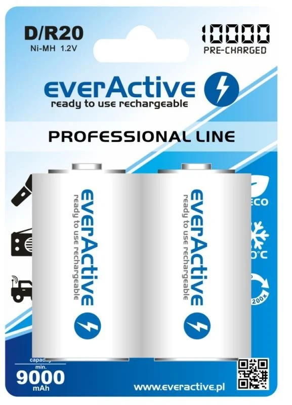 Акумулятор everActive D/HR20 NiMH 10000mAh * 2 (2x EVHRL20-10000)