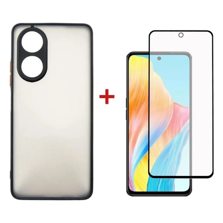 Чохол до мобільного телефона Dengos Kit for OPPO A58 4G case + glass (Black) (DG-KM-36)