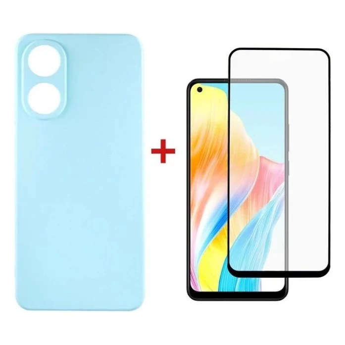 Чохол до мобільного телефона Dengos Kit for OPPO A78 4g case + glass (ice blue) (DG-KM-04)
