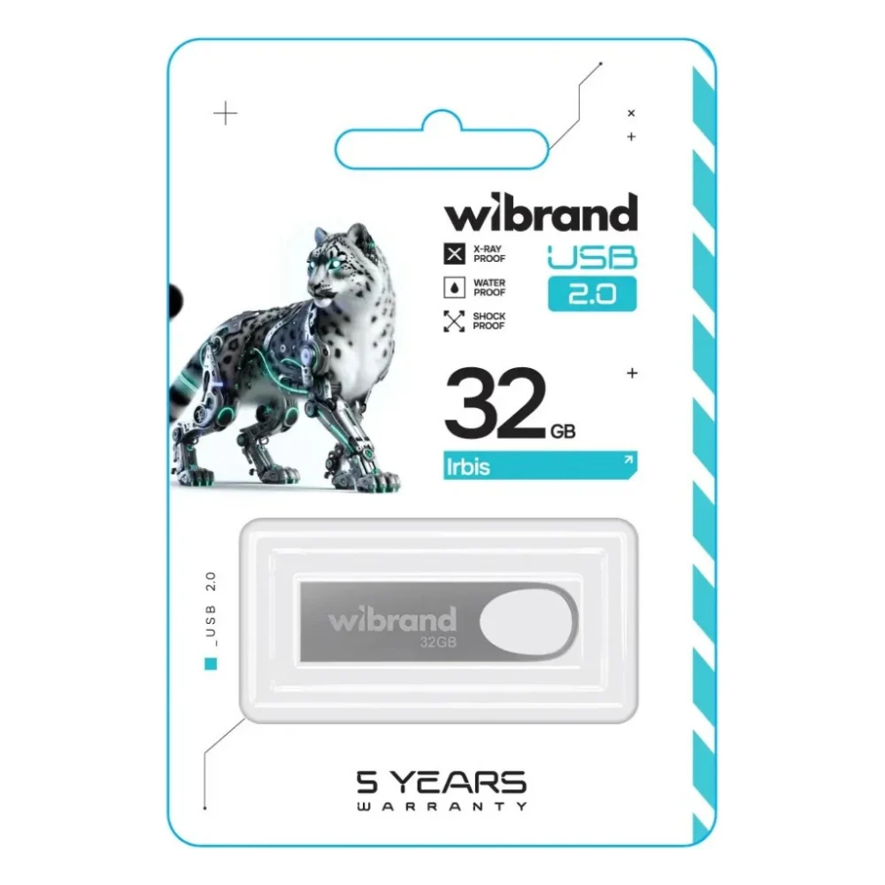USB флеш накопичувач Wibrand 32GB Irbis Silver USB 2.0 (WI2.0/IR32U3S) — фото 2