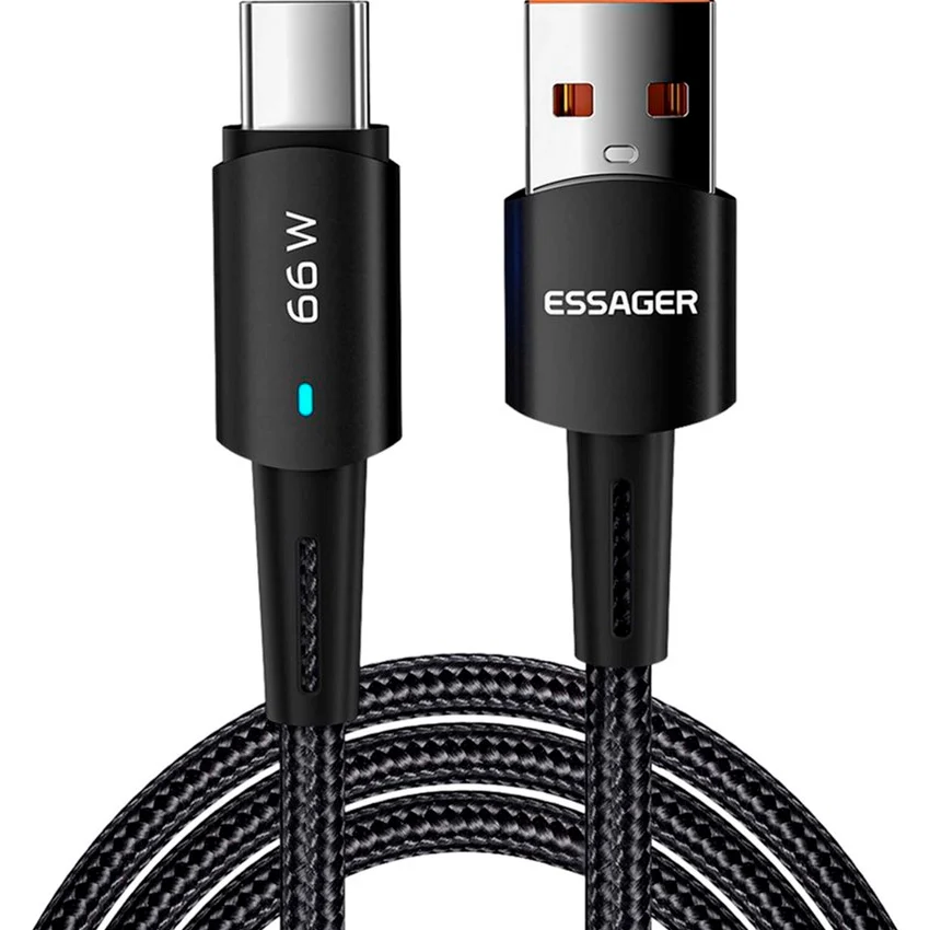 Кабель Essager Sunset 66W Fast Charging Data Cable 6A USB to Type-C 1m Black (EXCT-CG01)