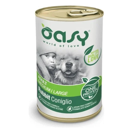 Консерви для собак OASY One Animal Protein ADULT Medium/Large з кроликом 400 г (8053017342382)